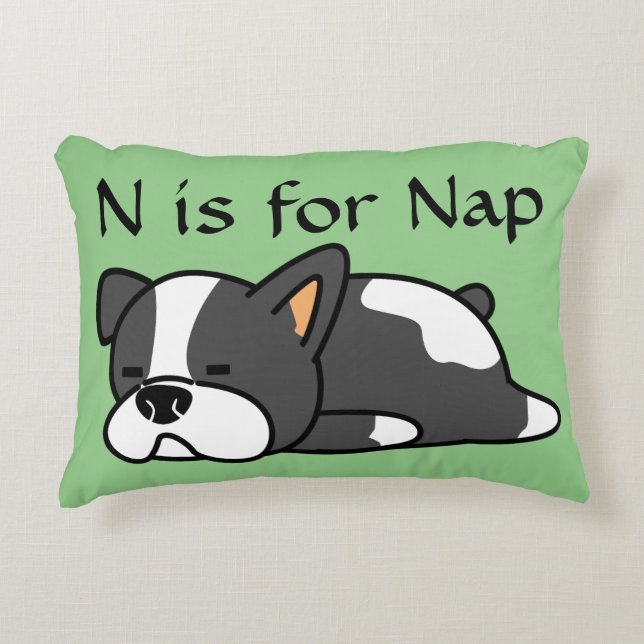 N is for Nap Puppy Dog Throw Pillow (Front)