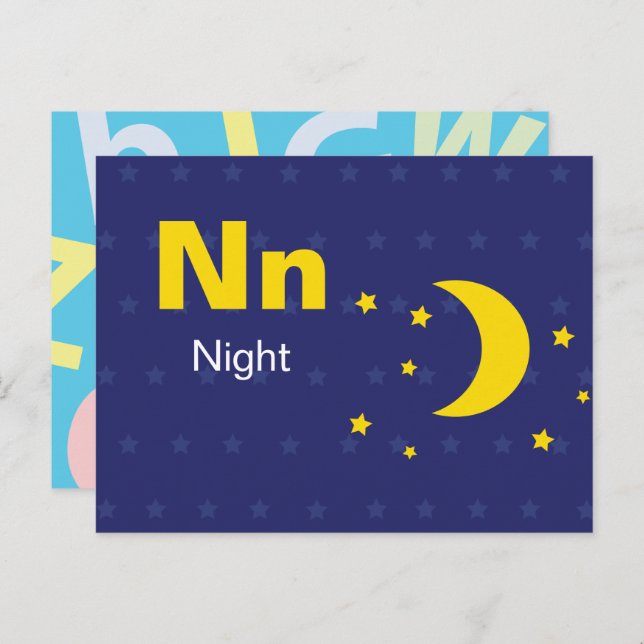 N is for Night - Alphabet Flash Card (Front/Back)