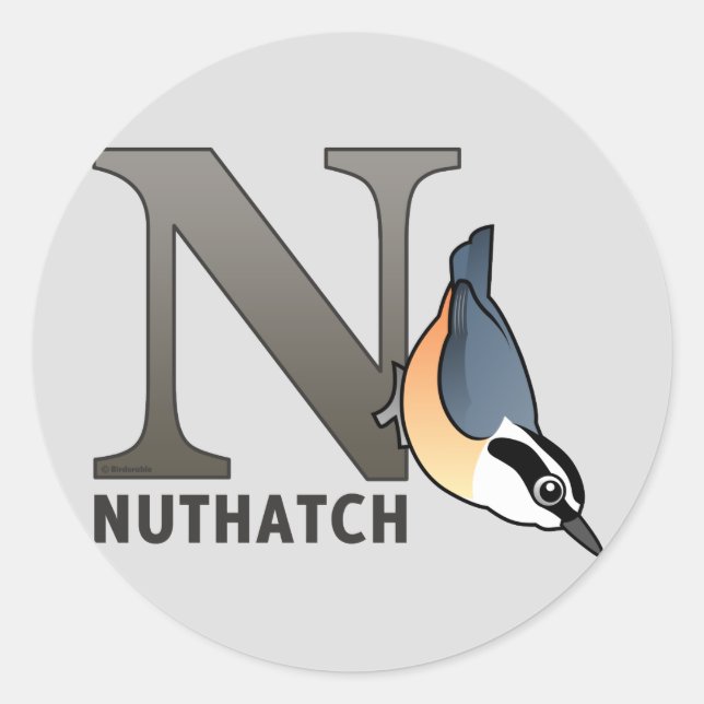 N is for Nuthatch Classic Round Sticker (Front)