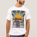 N Judah 80th Anniversary T Shirt! T-Shirt<br><div class="desc">Celebrate 80s years of the N Judah Streetcar,  which began operations October 21,  1928,  with an inaugural ride conducted by Mayor Sunny Jim Rolph. The artwork features N Judah cars from the past and present.</div>