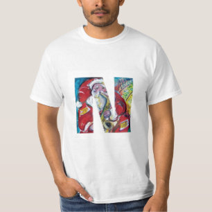 N LETTER /SANTA AND SAX, CHRISTMAS PARTY MONOGRAM T-Shirt