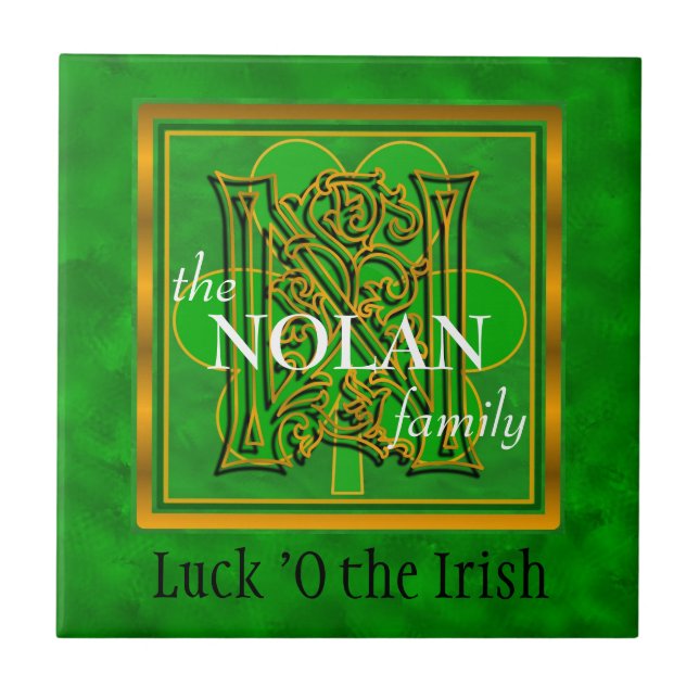 N "Luck of the Irish" Family Custom Monogram Tile (Front)
