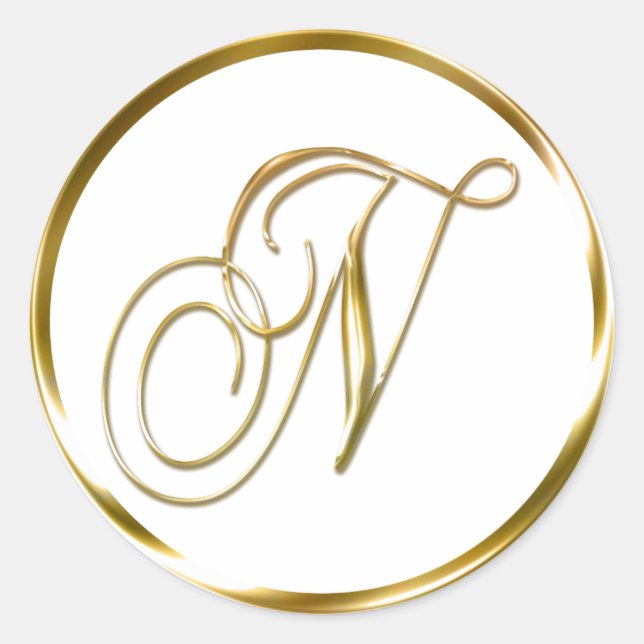 N Monogram Faux Gold Envelope Or Favour Seal (Front)