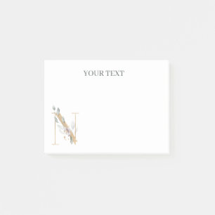 N Monogram Floral Personalized Post-it Notes