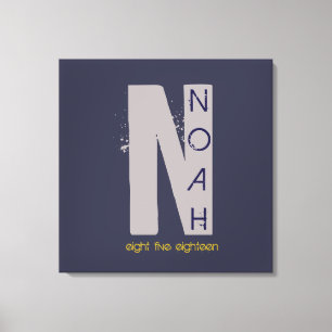 N Monogram Initial Bar Bat Mitzvah Sign-In Board Canvas Print