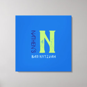 N Monogram Initial Bar Bat Mitzvah Sign-In Board Canvas Print
