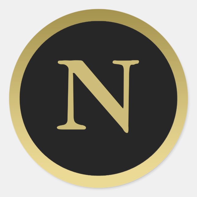 N :: Monogram N Elegant Gold et Black Sticker (Devant)