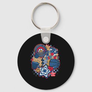 N New Orleans Pelicans Psychedelic Sketll Collage Keychain