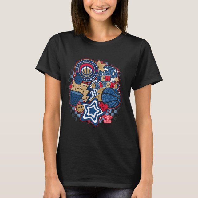 N New Orleans Pelicans Psychedelic Sketll Collage  T-Shirt (Front)