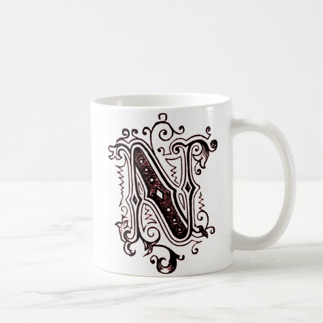 "N" ornemental vintage - Mug (Droite)