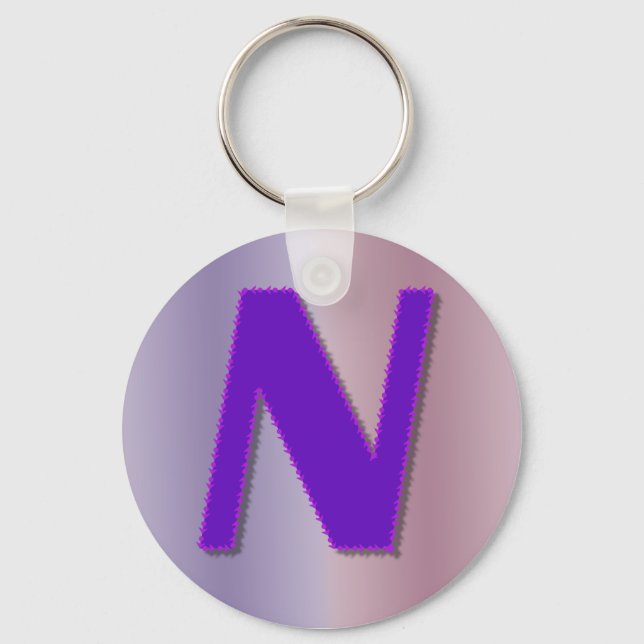 N purple monogram keychain (Front)