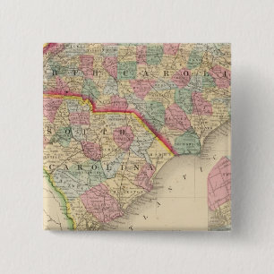 N & S Carolina Map by Mitchell 2 Inch Square Button