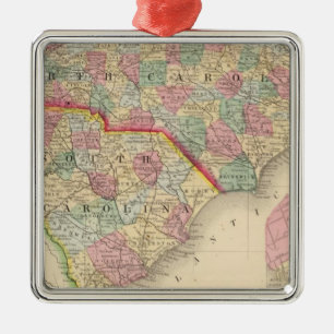 N & S Carolina Map by Mitchell Metal Ornament