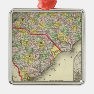 N & S Carolina Metal Ornament