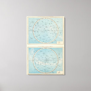 N, S Sternhimmel Celestial Atlas Map Canvas Print