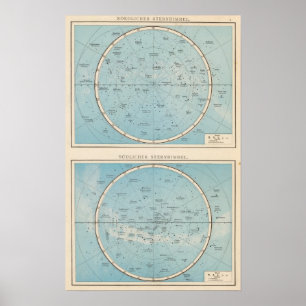 N, S Sternhimmel Celestial Atlas Map Poster