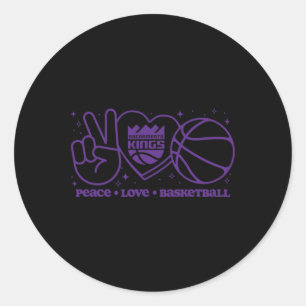 N Sacramento Kings Peace Love Sketll Classic Round Sticker