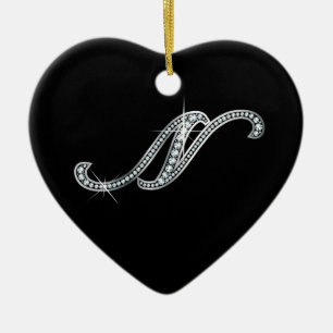 N script "Diamond Bling" Ceramic Ornament