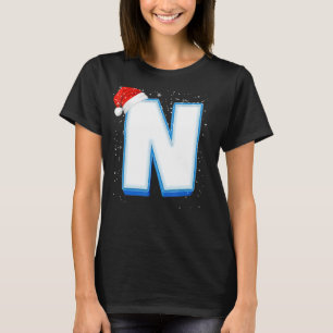 N Snowy Capital Christmas Monogram Alphabet Letter T-Shirt