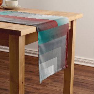 N - teal grey burgundy short table runner