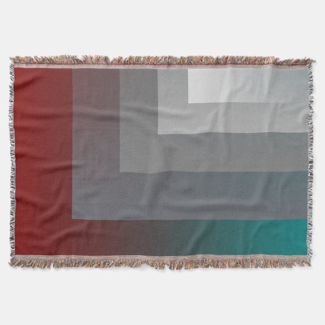 N - teal grey burgundy throw blanket (Front)