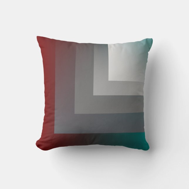 N - teal grey burgundy throw pillow (Front)