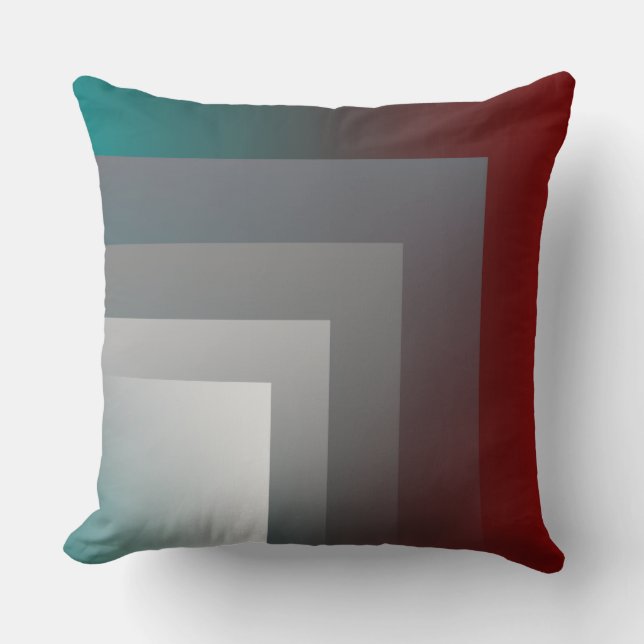 N - teal grey burgundy throw pillow (Front)