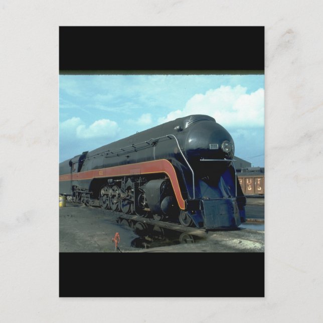 N&W 4-8-4 #611. (train;sky;clouds;track;)_Trains Postcard (Front)