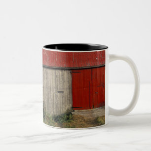 NA, Canada, New Brunswick, Shepody. Red barn Two-Tone Coffee Mug