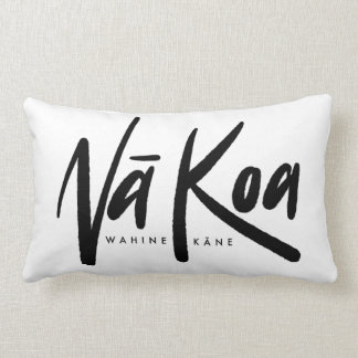 Na Koa Throw Pillow (Black on White)