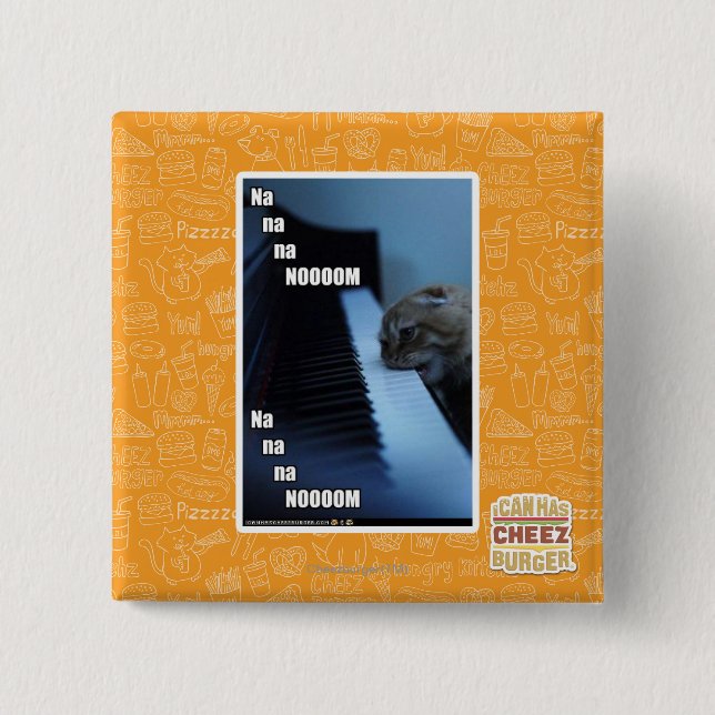 Na na na nooom 2 inch square button (Front)