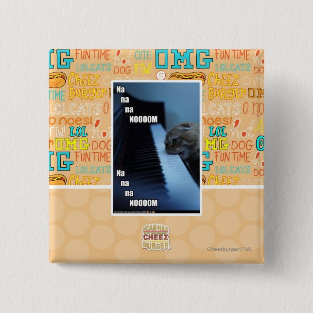 Na na na nooom 2 inch square button (Front)