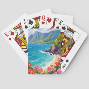 Na Pali Coast Kauai Hawaii Coastline Painting Playing Cards