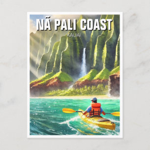 Nā Pali Coast Kauai Hawaii Travel Kayak Postcard