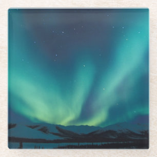 NA, USA, Alaska, Brooks Range, Curtains of green Glass Coaster