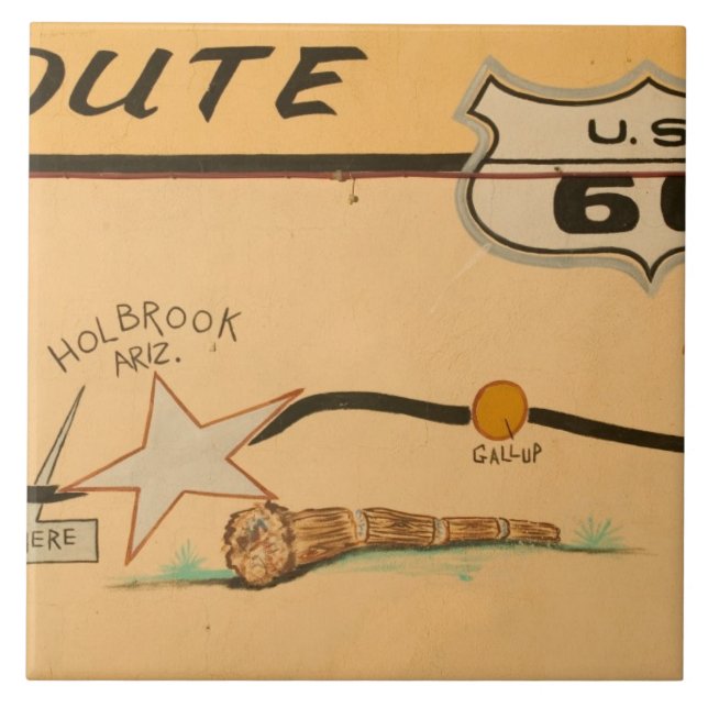 NA, USA, Arizona, Holbrook Route 66 road mural Tile (Front)