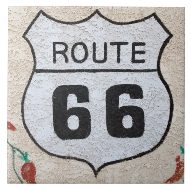 NA, USA, Arizona, Holbrook Route 66 street sign Tile (Front)