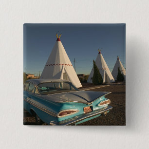 NA, USA, Arizona, Holbrook Route 66, Wigwam 2 Inch Square Button