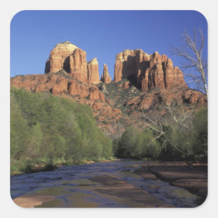 NA, USA, Arizona, Sedona. Cathedral Rock and Oak Square Sticker