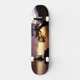 NA, USA, Arizona, Tucson, Sunset and lone Skateboard