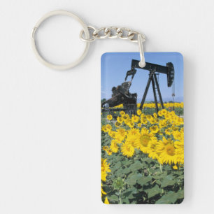 Na, USA, Colorado, Sunflowers, Oil Derrick Keychain