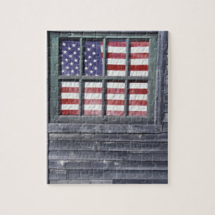 NA, USA, Maine, Georgetown Island. Flag of the Jigsaw Puzzle