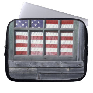 NA, USA, Maine, Georgetown Island. Flag of the Laptop Sleeve