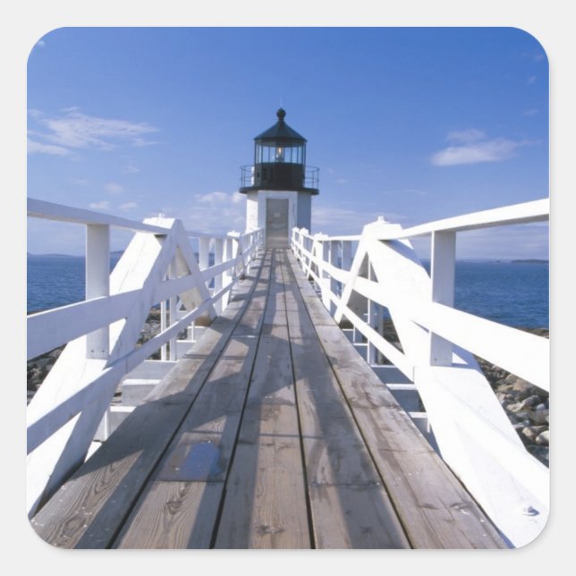 NA, USA, Maine, Port Clyde.  Marshall Point 2 Square Sticker (Front)