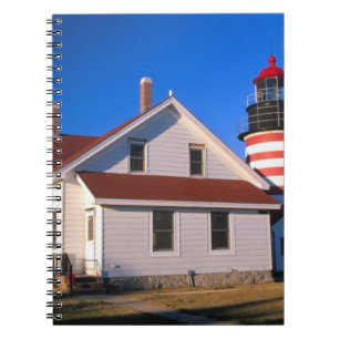NA, USA, Maine. West Quoddy lighthouse near Notebook
