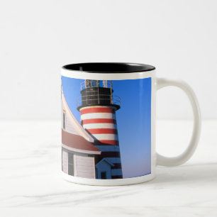 NA, USA, Maine.  West Quoddy lighthouse near Two-Tone Coffee Mug