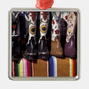 NA, USA, New Mexico, Santa Fe. Cowboy boots Metal Ornament