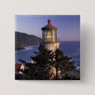 NA, USA, Oregon, Heceta Head Lighthouse, 2 Inch Square Button