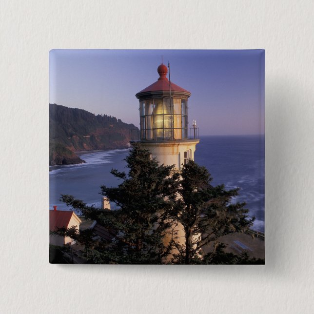 NA, USA, Oregon, Heceta Head Lighthouse, 2 Inch Square Button (Front)