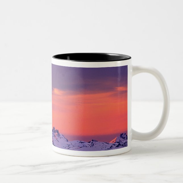 NA, USA, Oregon, The Three Sisters Mountains Two-Tone Coffee Mug (Right)